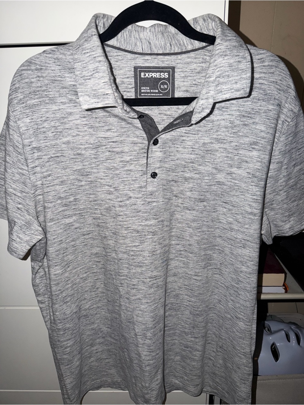 Express Men’s Heather Gray Polo Shirt with Contrast Placket